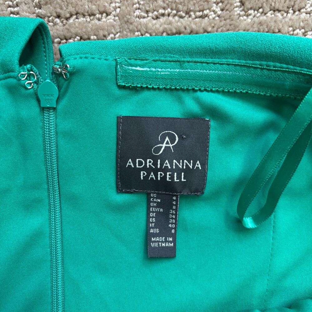 Adrianna Papell Off The Shoulder Maxi Dress Womens 4 Kelly Green Bridesmaid Long - Picture 4 of 9